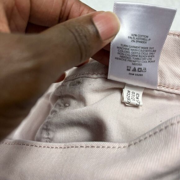 Express Womens Shortie High Rise Denim Shorts Pink Hyper Stretch Frayed Size 12 - Picture 9 of 12